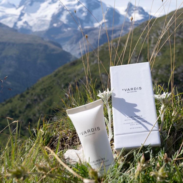 Toothpaste on Edelweiss flowers